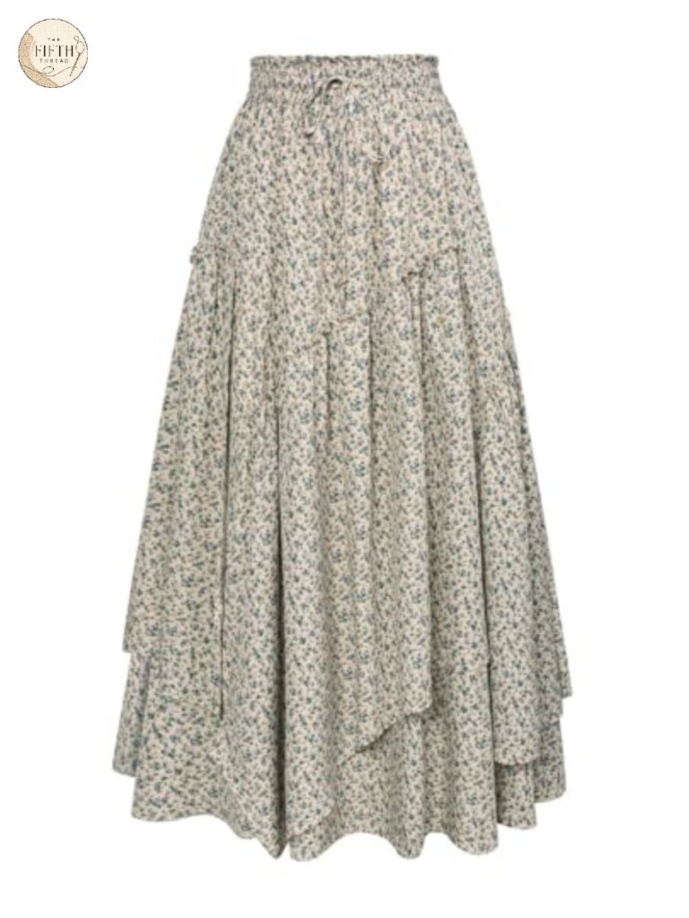 Women Floral Maxi Skirt Elastic High Waist A-Line Tiered Boho Long Skirt
